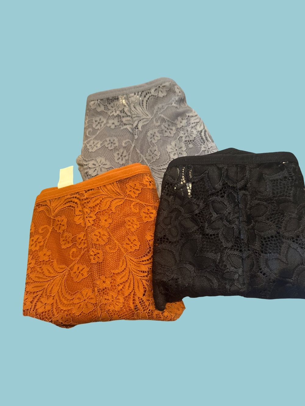 Lace Underwear Trio - Orange, Black & Gray I have many colors and sizes